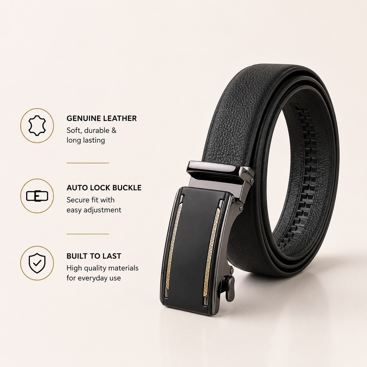 Genuine Leather Auto-Lock Belt – Premium Buckle
